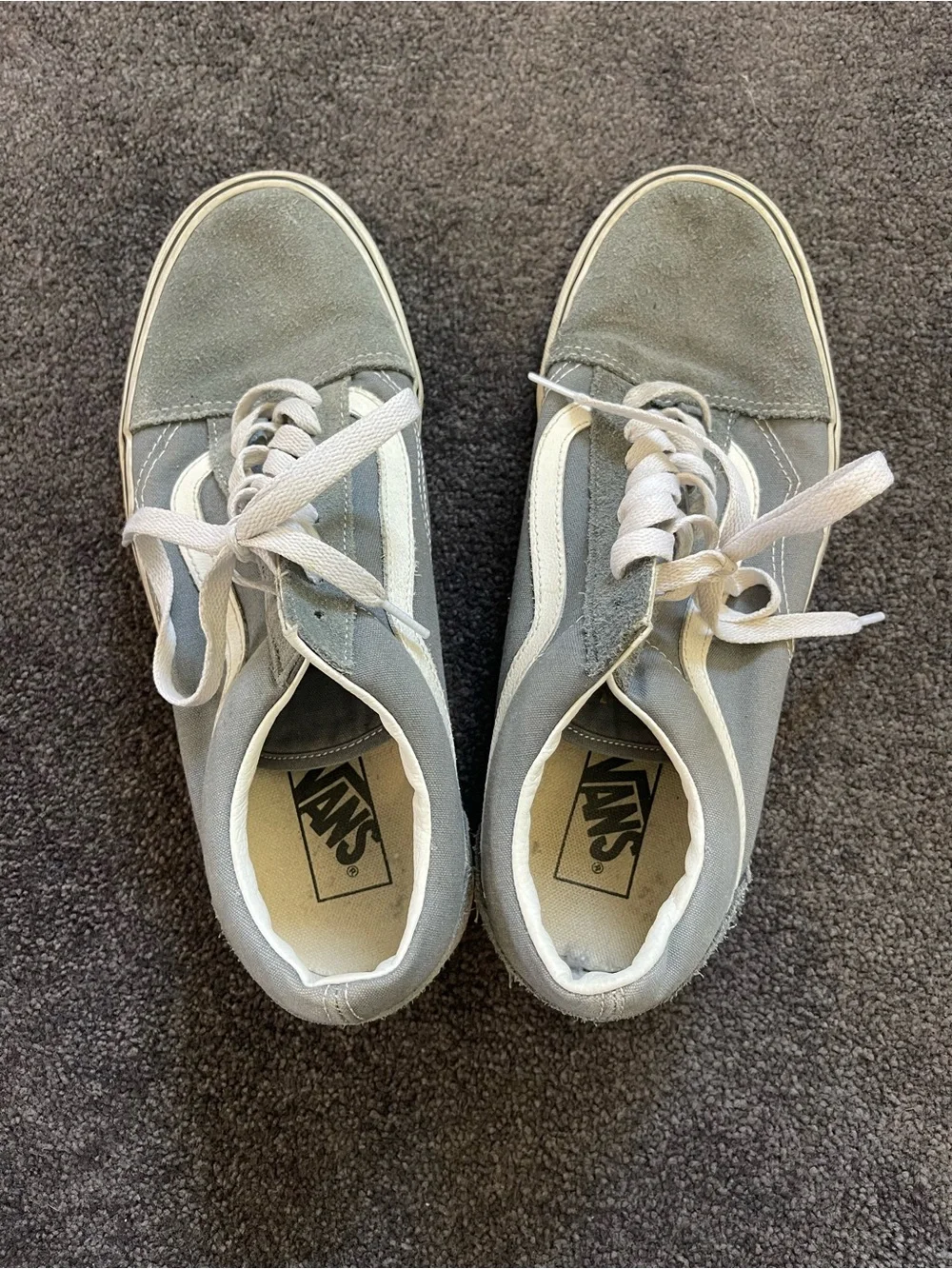 Men's Gray Blue Suede Skate Sneakers - Casual Lace-Up